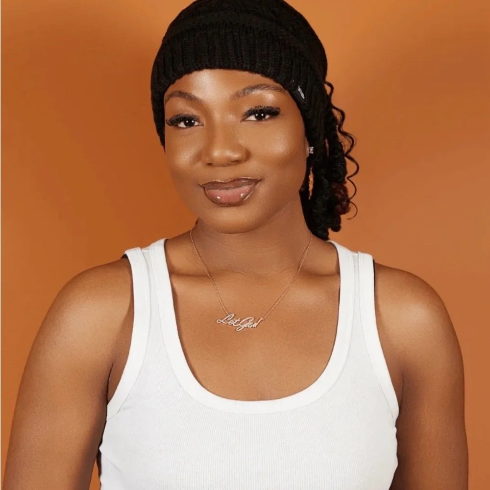 Kin Apparel Satin Lined Black Ponytail Beanie - Picture 2 of 8